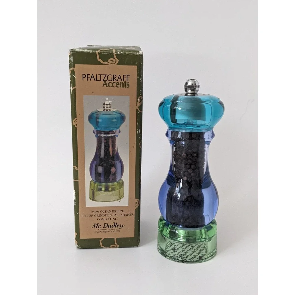 VTG 2001 Pfaltzgraff Ocean Breeze Lucite Salt Shaker & Pepper Grinder Mr. Dudley